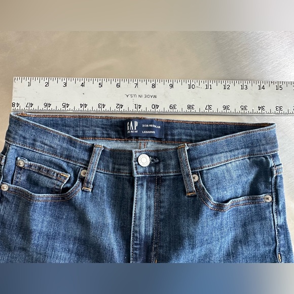 Gap Jeans High Rise Denim Legging Dark Indigo Stretch Jeans Raw Hem SZ 2/26 - Picture 12 of 16